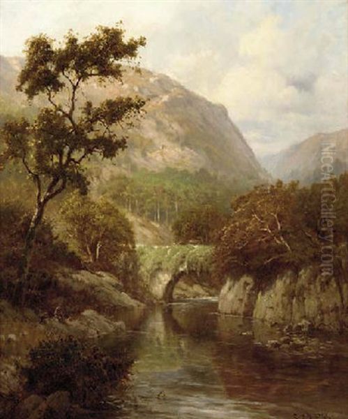 Anglers In A Mountainous River Landscape - view 1