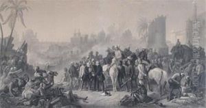The Relief Of Lucknow And Triumphant Meeting Of The Havelock, Outram, & Sir Colin Campbell by Thomas Jones Barker