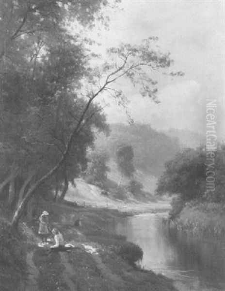 Children On A River Bank - view 1