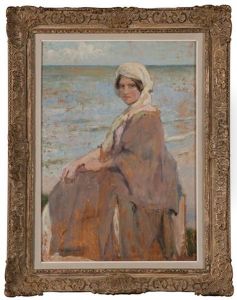 Portrait De Femme Devant La Mer by Franz van Holder