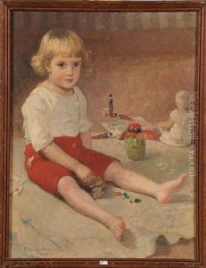 Portrait D'un Enfant Entoure De Ses Jouets by Franz van Holder