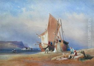 Fishermen Mending Nets by Thomas Jones Barker