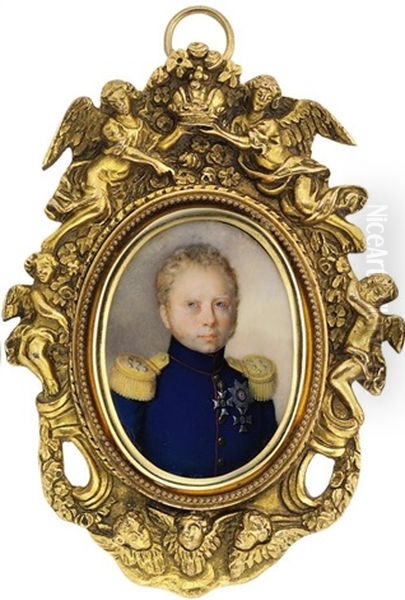 William I King Of Wurttemberg, In Blue Uniform With Red Piping And Gold Epaulettes, Wearing The Cross Of The Royal Wurttembergian Order Of Frederick - view 1