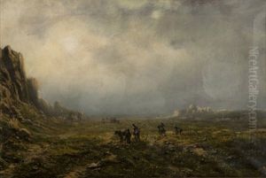 Indians Riding Through A Valley by Ransom Gillet Holdredge
