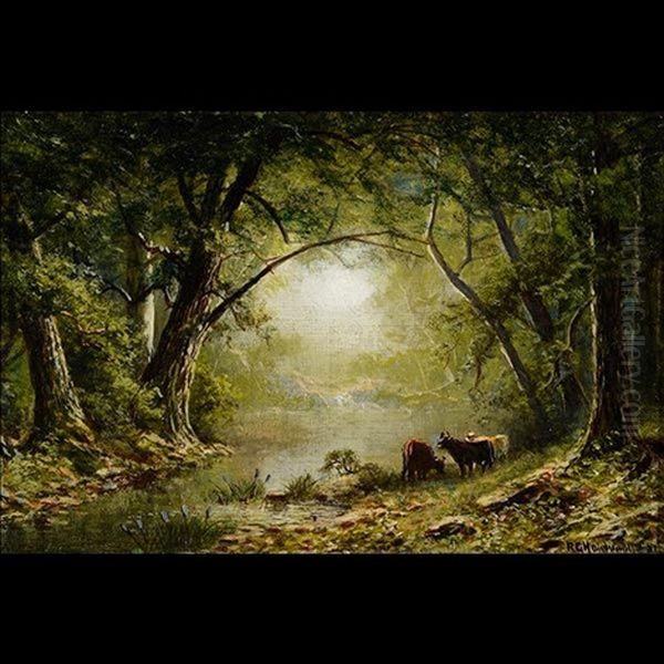 Cows At The Rivers Edge - view 1