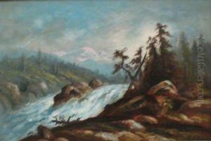 Mountain Landscape With Rushing Stream by Ransom Gillet Holdredge