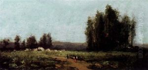 Landscape With Figures And A House by Ransom Gillet Holdredge