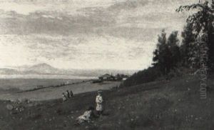 Picking Flowers Along A Hillside by Ransom Gillet Holdredge