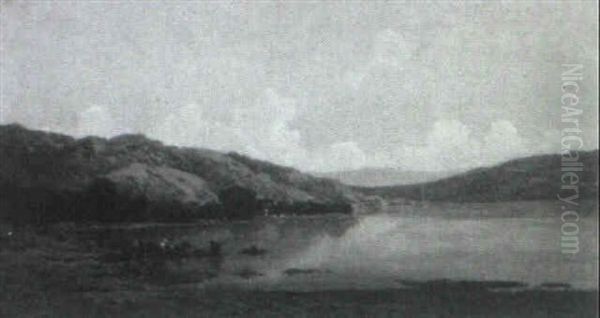 Landscape With Cattle And A Town By A Lake - view 1