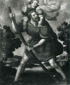 St. Christopher And The Christ Child by Melchor Perez de Holguin