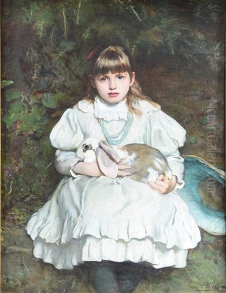 Young Girl With Her Pet Rabbit - view 1