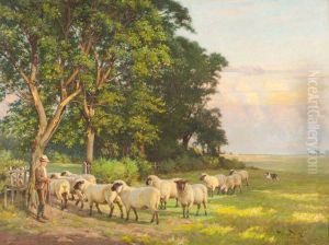 Schafer Fuhrt Seine Herde Von Der Weide by Wright Barker