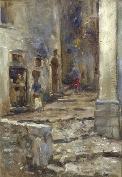 Vicolo Con Acquaiola E Figure - view 1