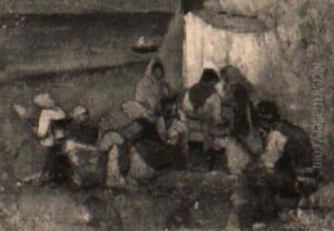 Pescatori E Donne Sulla Spiaggia