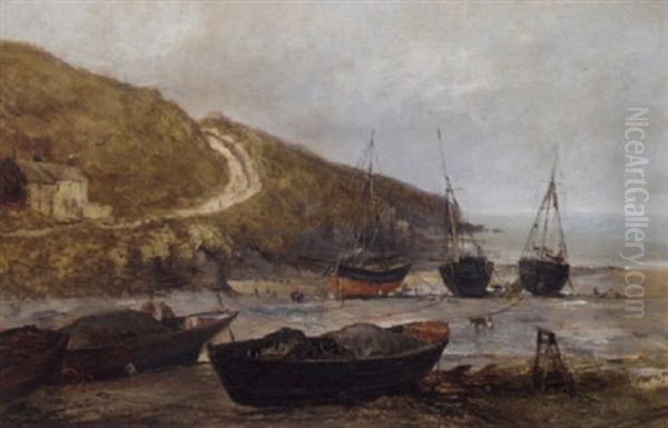 Ships On The Shore At Low Tide, Sark - view 1