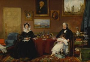 Portrait Of The Langford Family In Their Drawing Room by James Holland