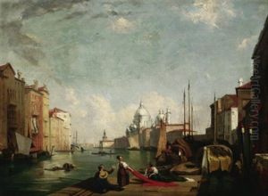Venedig. Blick Uber Den Canale Grande Auf Die Kuppel Der Santa Maria Della Salute