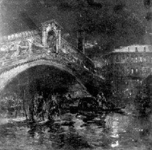 Die Rialtobrucke In Venedig Bei Mondschein by James Holland