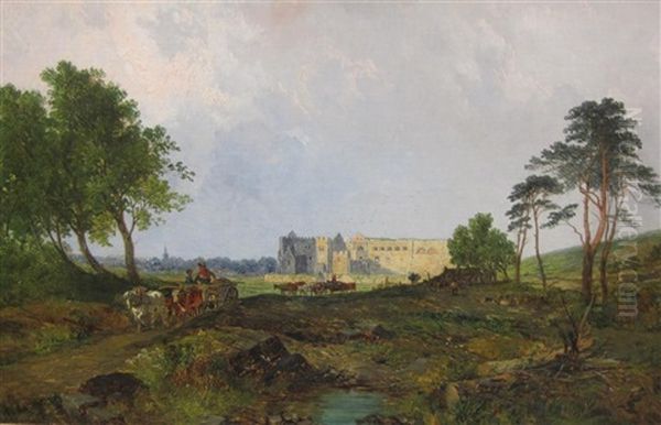 Figures And Carts On A Track, A Ruined Building Beyond - view 1