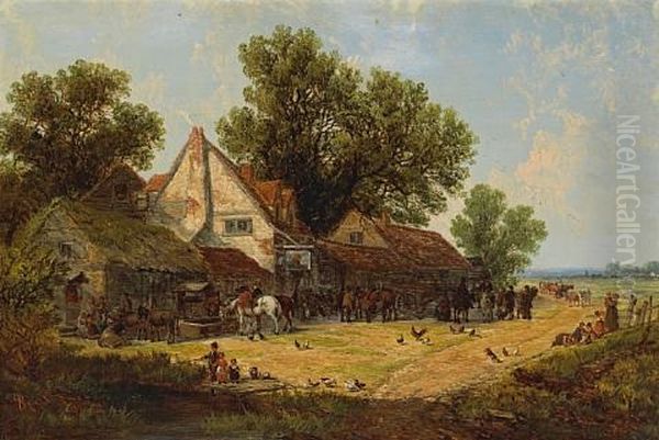 Figures By An Inn (+ Another Similar; Pair) - view 1