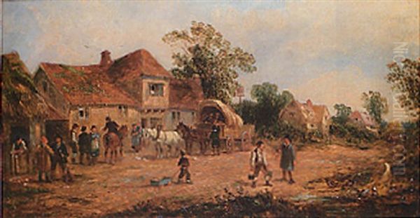 Figures With Cart By An Inn - view 1