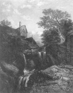 Wasserfall Mit Muhle by John Holland