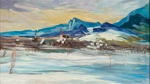 Blick Auf Ein Voralpines Dorf (gotzis?) Zur Winterzeit by Stephanie Hollenstein