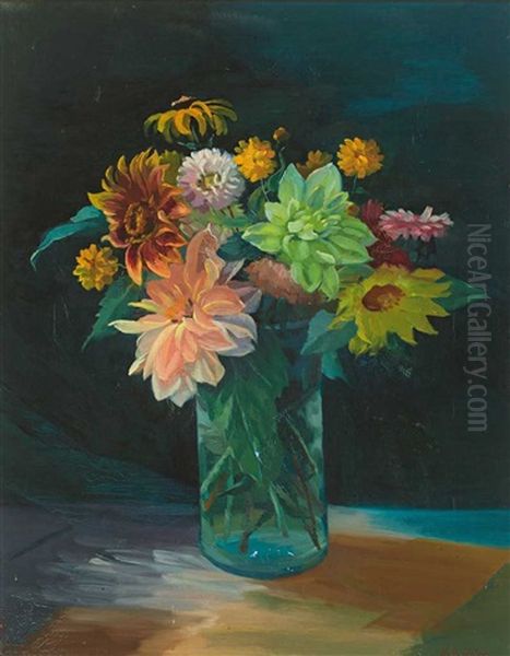 Blumenstraus In Glaserner Vase - view 1