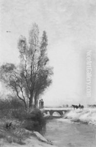Winterlandschap Met Paard En Wagen