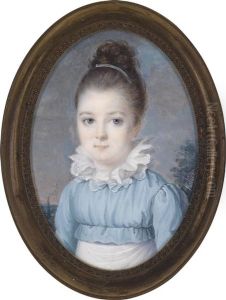 Bildnis Eines Madchens In Blauem Kleid by Jean-Francois Hollier