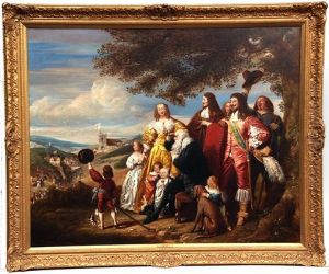 King Charles I And His Entourage On A Hilltop by John Hollins