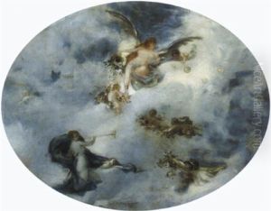 Angels And Cherubs In The Heavens by Karl Hollmann