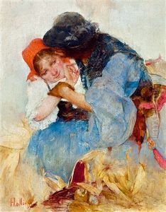 Corn Husking (lovers) by Simon Hollosy