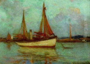 A Sailing Ship by Charles Edward Holloway