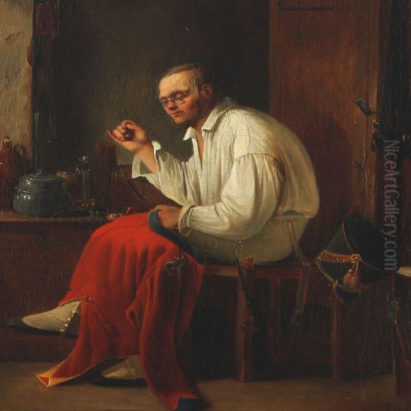 Interior With Soldier Repairing His Uniform - view 1