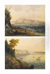 Quebec From Point Levis; And View Of Cape Diamond & Wolf"s Cove, From Point Apiso, P.q. 1851 (pair) by Fred H. Holloway