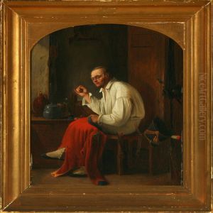 Interior Withsoldier Repairing His Uniform by Jacob Barlach
