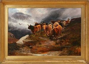 Cattle In The Scottish Highland by William Perring Hollyer