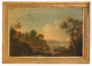 Pastorala Strandlandskap Med Figurstaffage (pair) by Anders Holm