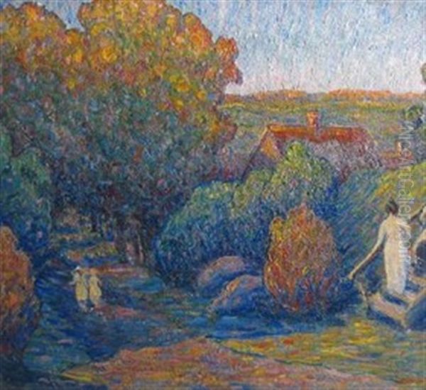 Autumnal Landscape With Figures In White - view 1