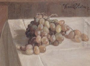 Weintrauben Auf Weiser Decke Im Sonnigen Licht by Harald Martin Hansen Holm
