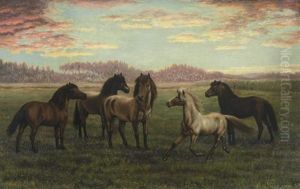 Horses In Pasture by Julius Holm