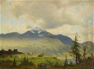 Fjallandskap Med Stugor by Per Daniel Holm