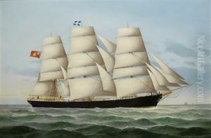 Portrait Of The Ship Joseph Under Full Sail by Peter Christian Holm