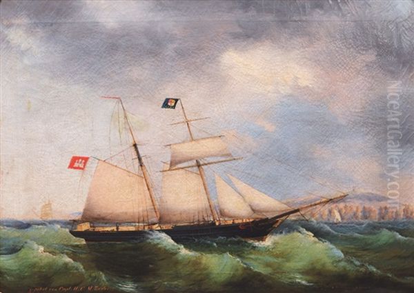 The Schooner Electric Flash Flying The Flag Of Hamburg - view 1