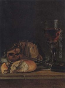 Stilleben Med Vinglas Och Matvaror by Wilhelm Lorens Holm