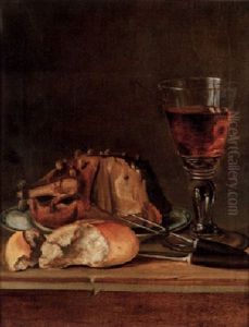 Stilleben Med Vinglas Och Mat by Wilhelm Lorens Holm