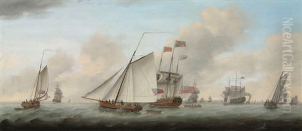 The Royal Yacht Princess Augusta With His Majesty King George Iii On Board by Francis Holman