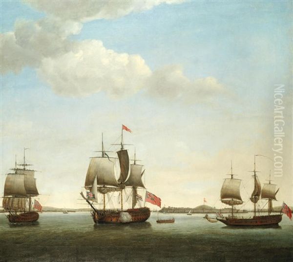 Commodore James In The Protector With Revengeand The Grab Bombay Off Gheriah, India, April 1755 - view 1