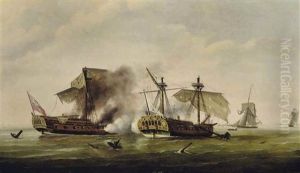 H.m.s. Quebec Ablaze At The End Of Her Epic Struggle With The French Frigate Surveillante